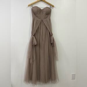 Jenny Yoo Annabelle Convertible Tulle Long Dress 4 Bridesmaid Taupe